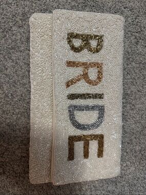 Beaded 'BRIDE' Ivory Clutch